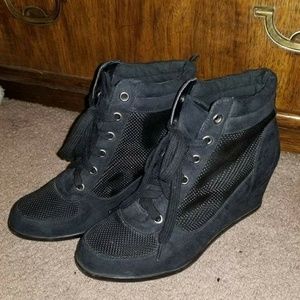 Lace Up Wedge Booties.